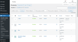 Lista produktów z kolumną Producent